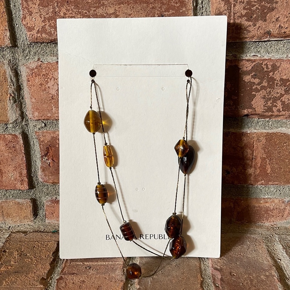 NEW Banana Republic Amber Cat's Eye Long Necklace - Picture 1 of 5